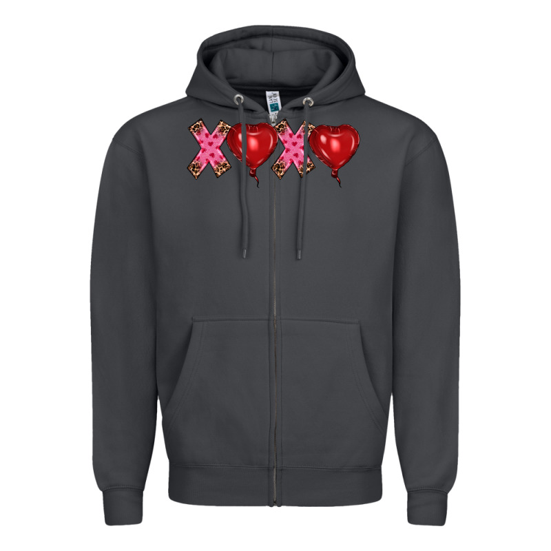 Valentine's Day Xoxo Heart Balloon Zipper Hoodie by RanaPortraitStore | Teevron