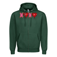 Sports Green valentine's day xoxo heart balloon Zipper Hoodie - RanaPortraitStore