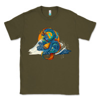Army Green blue dragon ocean waves and sun Classic Tee - RanaPortraitStore