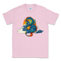 Bubblegum Pink blue dragon ocean waves and sun Classic Tee - RanaPortraitStore
