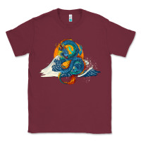 Burgundy blue dragon ocean waves and sun Classic Tee - RanaPortraitStore