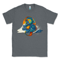 Charcoal Heather blue dragon ocean waves and sun Classic Tee - RanaPortraitStore