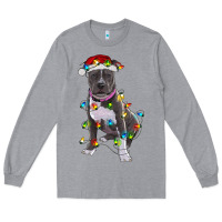 Pitbull With Christmas Lights Long Sleeve Tee | Teevron