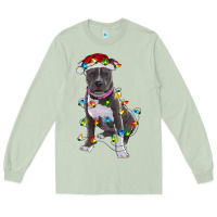 Matcha Pitbull With Christmas Lights Long Sleeve Tee - RanaPortraitStore