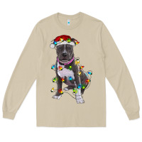 Mushroom Pitbull With Christmas Lights Long Sleeve Tee - RanaPortraitStore