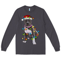 Smoke Pitbull With Christmas Lights Long Sleeve Tee - RanaPortraitStore