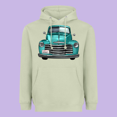 Western Truck Front View Heavyweight Hoodie Designed By Fadigitalartstudio