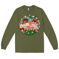 Army Green Christmas Pigs Long Sleeve Tee - RanaPortraitStore