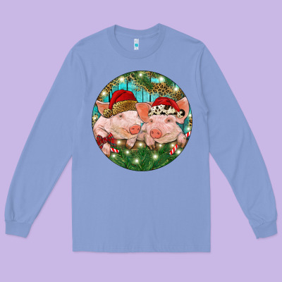 Long Sleeve Tee Christmas Pigs