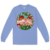 Colony Blue Christmas Pigs Long Sleeve Tee - RanaPortraitStore