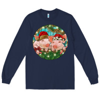 Navy Christmas Pigs Long Sleeve Tee - RanaPortraitStore