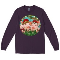 Plum Christmas Pigs Long Sleeve Tee - RanaPortraitStore