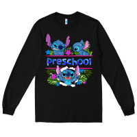 Black preview flower stitch blue preschool Long Sleeve Tee - AdoDesignShop