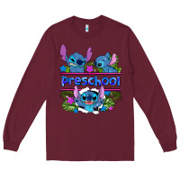 Burgundy preview flower stitch blue preschool Long Sleeve Tee - AdoDesignShop