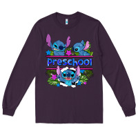 Plum preview flower stitch blue preschool Long Sleeve Tee - AdoDesignShop