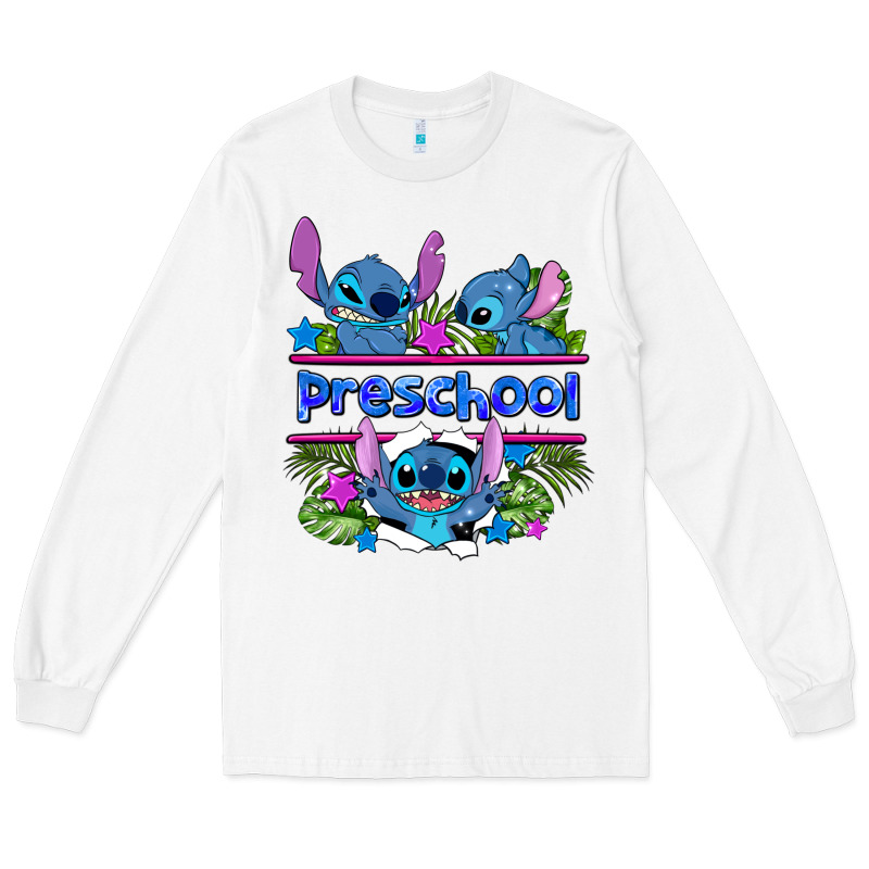 Preview Flower Stitch Blue Preschool Long Sleeve Tee by AdoDesignShop | Teevron