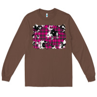 Chestnut Pink Christmas Plaid Cowhide Pattern Background Long Sleeve Tee - RanaPortraitStore
