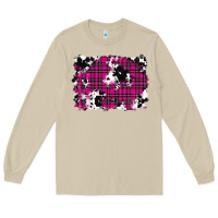 Mushroom Pink Christmas Plaid Cowhide Pattern Background Long Sleeve Tee - RanaPortraitStore