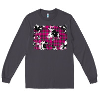 Smoke Pink Christmas Plaid Cowhide Pattern Background Long Sleeve Tee - RanaPortraitStore