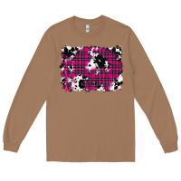 Toasted Coconut Pink Christmas Plaid Cowhide Pattern Background Long Sleeve Tee - RanaPortraitStore