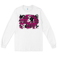 White Pink Christmas Plaid Cowhide Pattern Background Long Sleeve Tee - RanaPortraitStore