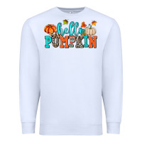 White hello pumpkin Premium Sweatshirt - AdoDesignShop