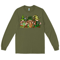 Army Green camping gnomies Long Sleeve Tee - texasbilliewilder