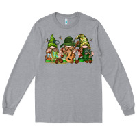 Heather Grey camping gnomies Long Sleeve Tee - texasbilliewilder