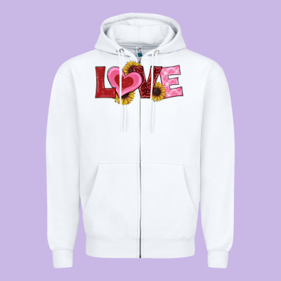 Valentine's Day Love Sunflowers Zipper Hoodie Designed By Ranaportraitstore