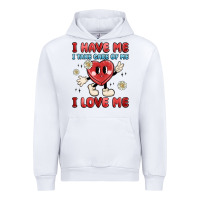White i have me i take care of me i love me Urban Hoodie - MaliasSmallBusiness