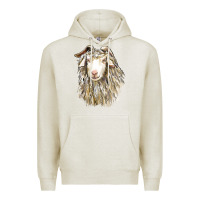 Oatmeal Heather Angora Goat Face Premium Hoodie - LillyAllenDesigns