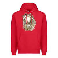 Red Angora Goat Face Premium Hoodie - LillyAllenDesigns