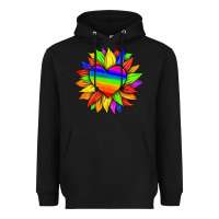 Black lgbtq color heart and sunflower Heavyweight Hoodie - HRA Design Shop