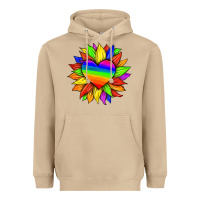 Lgbtq Color Heart And Sunflower Heavyweight Hoodie | Teevron