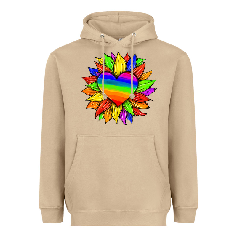 Lgbtq Color Heart And Sunflower Heavyweight Hoodie by HRA Design Shop | Teevron