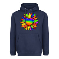 Navy lgbtq color heart and sunflower Heavyweight Hoodie - HRA Design Shop