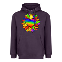 Plum lgbtq color heart and sunflower Heavyweight Hoodie - HRA Design Shop