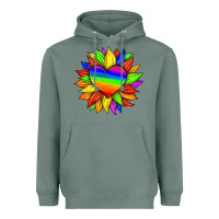 Sage lgbtq color heart and sunflower Heavyweight Hoodie - HRA Design Shop