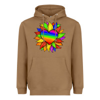 Toasted Coconut lgbtq color heart and sunflower Heavyweight Hoodie - HRA Design Shop