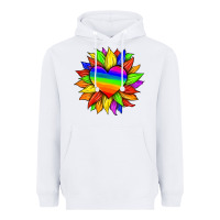 White lgbtq color heart and sunflower Heavyweight Hoodie - HRA Design Shop