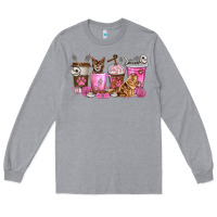 Heather Grey cat coffee cups Long Sleeve Tee - texasbilliewilder