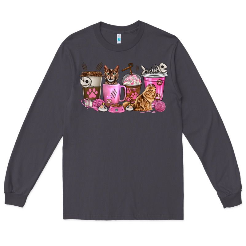 Cat Coffee Cups Long Sleeve Tee by texasbilliewilder | Teevron
