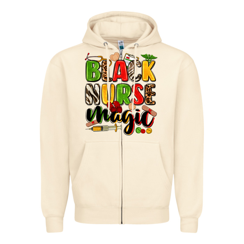 Black Nurse Magic Zipper Hoodie by Zillion Design Studio | Teevron