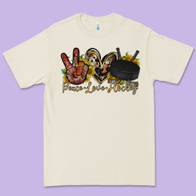 Peace Love Hockey Premium Tee Designed By Racoondesign