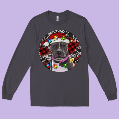 Long Sleeve Tee Pitbull And Buffalo Plaid