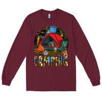 Burgundy camping Long Sleeve Tee - texasbilliewilder