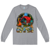 Heather Grey camping Long Sleeve Tee - texasbilliewilder