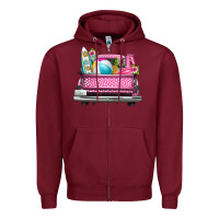 Burgundy summer pink truck beach Zipper Hoodie - texasbilliewilder
