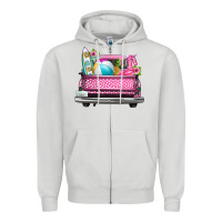 Dove Grey summer pink truck beach Zipper Hoodie - texasbilliewilder