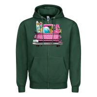 Sports Green summer pink truck beach Zipper Hoodie - texasbilliewilder